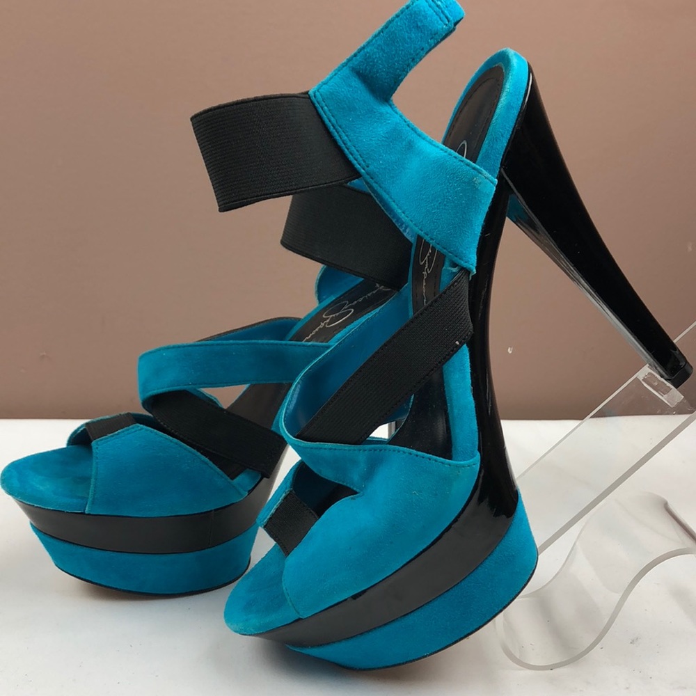 Jessica Simpson turquoise platforms